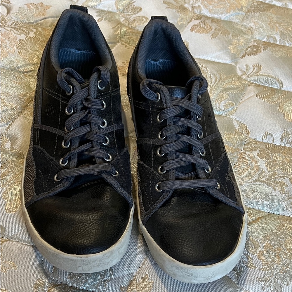 Skechers Men's Black Leather Sneakers